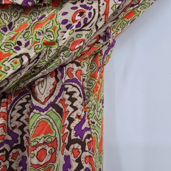 Wet Seal Paisley Dress Strapless Ruffle Casual Summer‎ Orange Green Size S - Picture 6 of 7